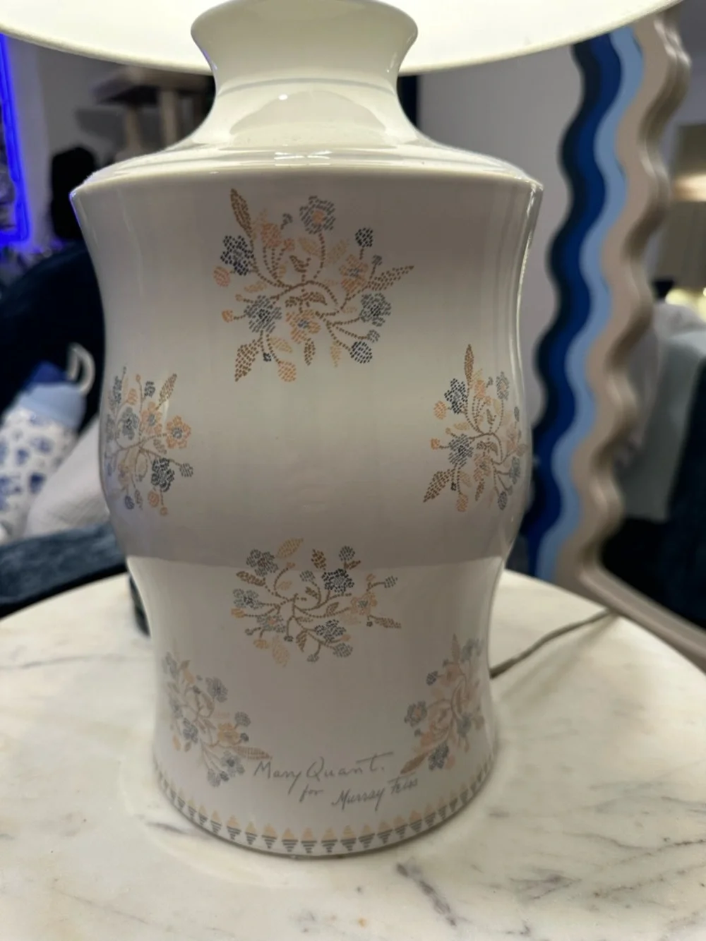Vintage Late 20th Centruy Mary Quant for Murray Feiss Floral Ceramic Lamp Base